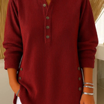 Women's Henley Button Tunic in Burgundy