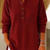 Women's Henley Button Tunic in Burgundy