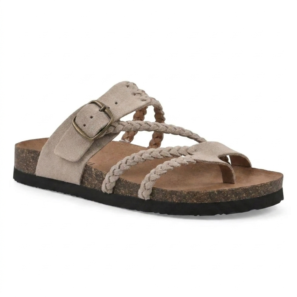 Women's Comfort Braided Cork Sandals in Beige
