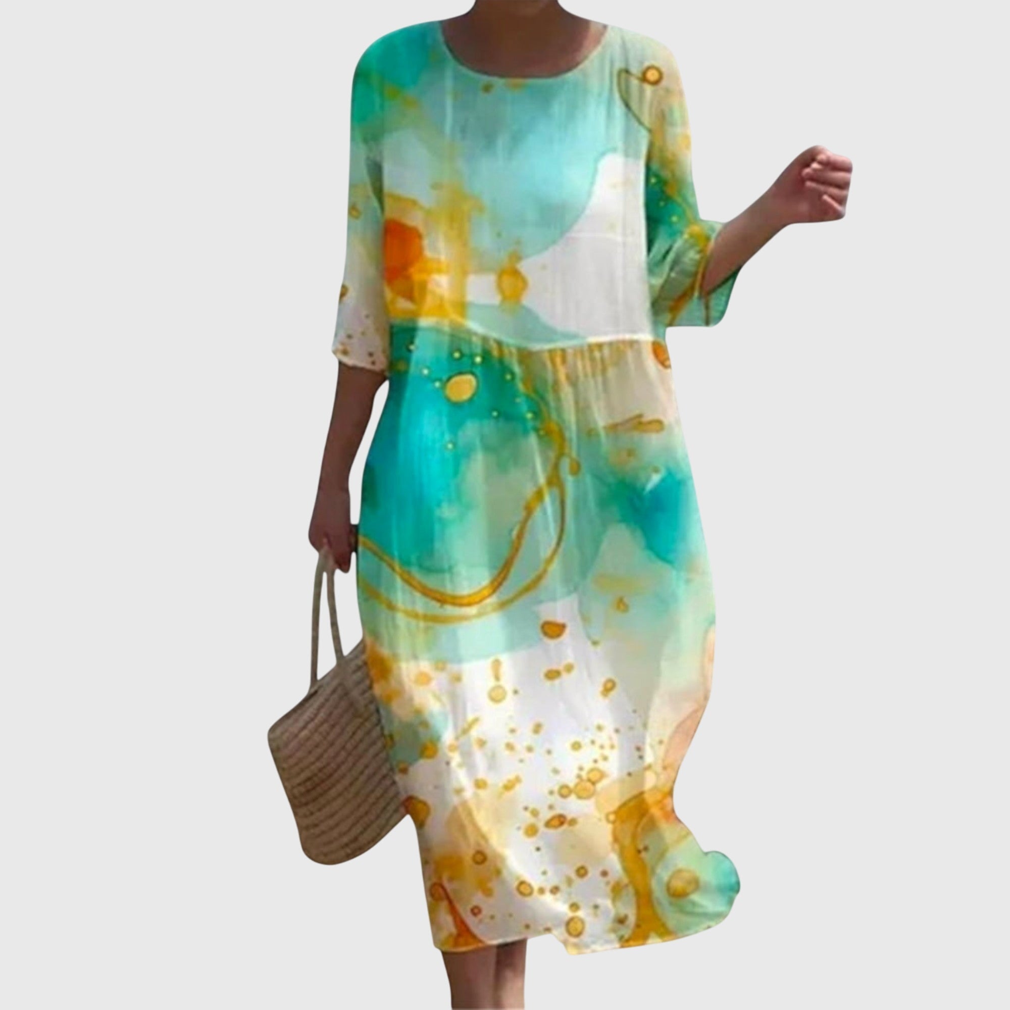 Women's Stylish Floral Maxi Dress in Green