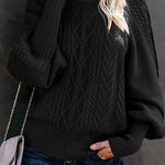 Women's Casual Long-Sleeve Tunic Sweater in Black