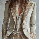 Constance | Ivory Tailored Embroidered Blazer