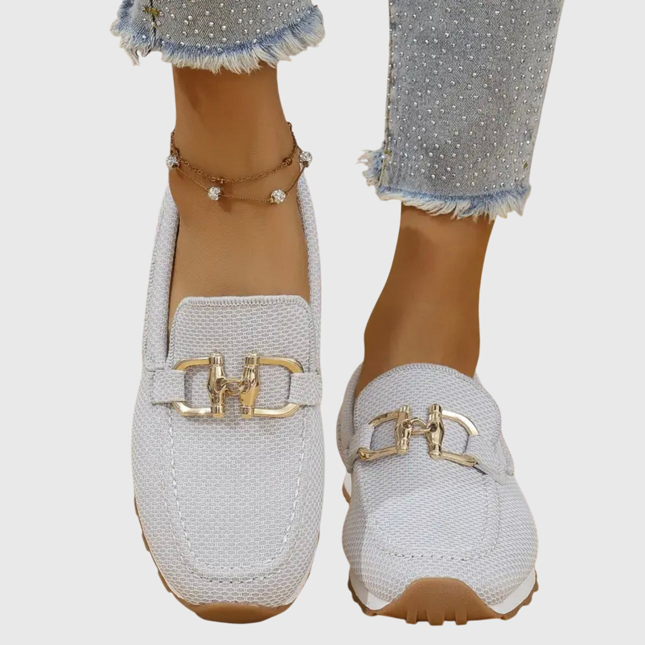 Women's Comfort Loafer Sneakers in White/Gray