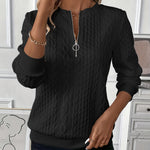 Women's Zip-Front Knit Sweater in Black