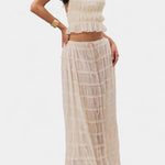 Halter Neck Pleated Ensemble with Flowing High-Waisted Skirt, photo 2