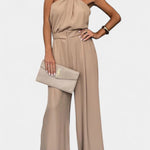 Halter Ensemble with Flowing Silhouette in Khaki
