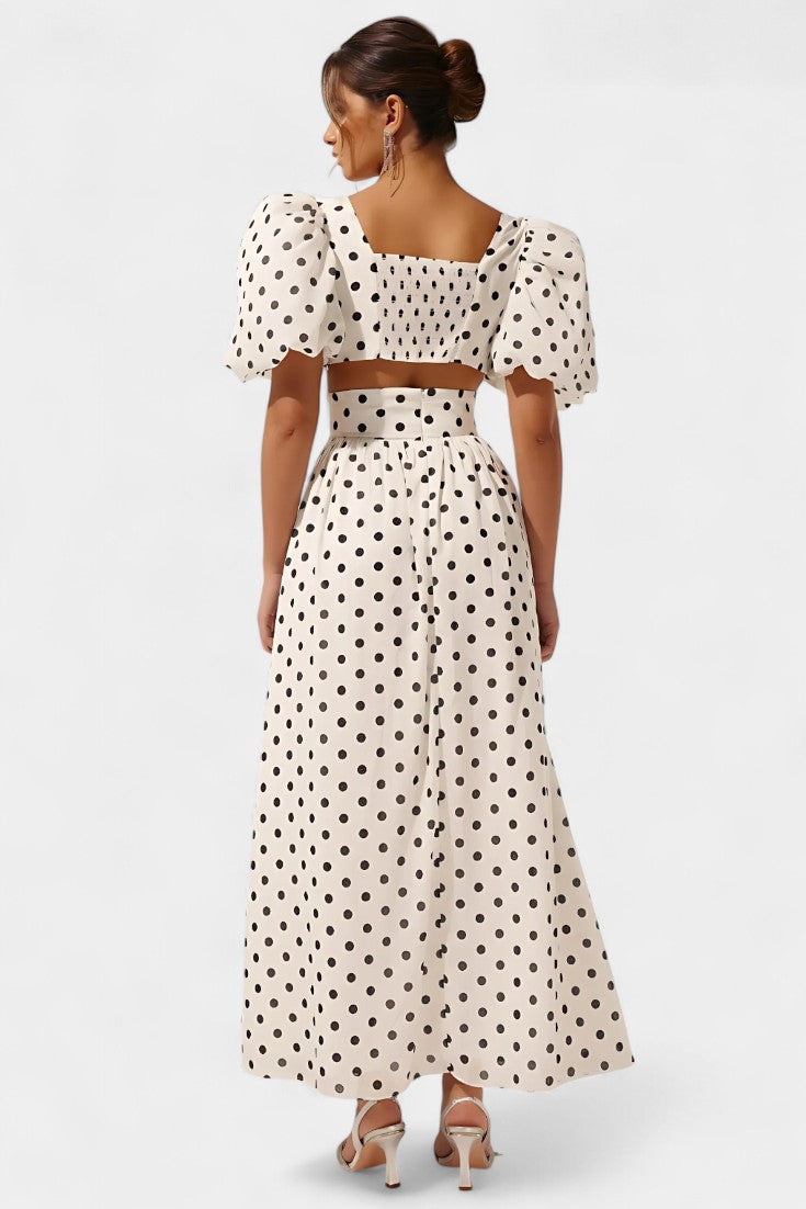 Women's Puff Sleeve Top with Front Slit Skirt, photo 3