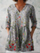 Amelie Long Blouse with V-Neck in Gray