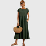 Fenella Comfortable Midi Dress in Dark Green