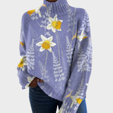 Loretta Artistic Print Turtleneck Sweater