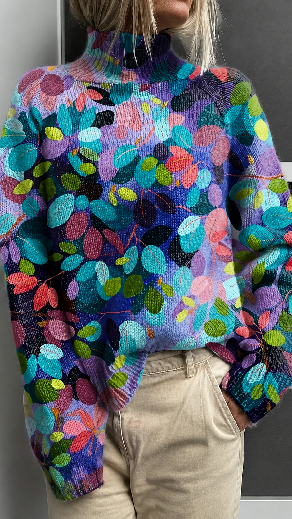 Women's Multicolored Turtleneck Sweater
