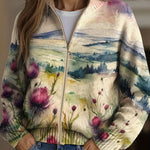Women's Thistle Landscape Zip Cardigan