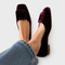 Women's Swedish leather loafers with design in Bordeaux
