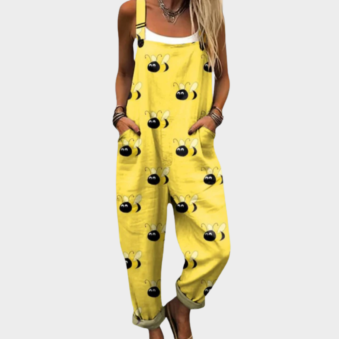 Aurora Comfortable printed jumpsuit in Yellow
