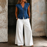 Women's V-Neck Denim Top