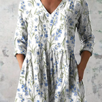 Jeanne Long Blouse with V-Neck in White
