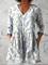 Jeanne Long Blouse with V-Neck in White