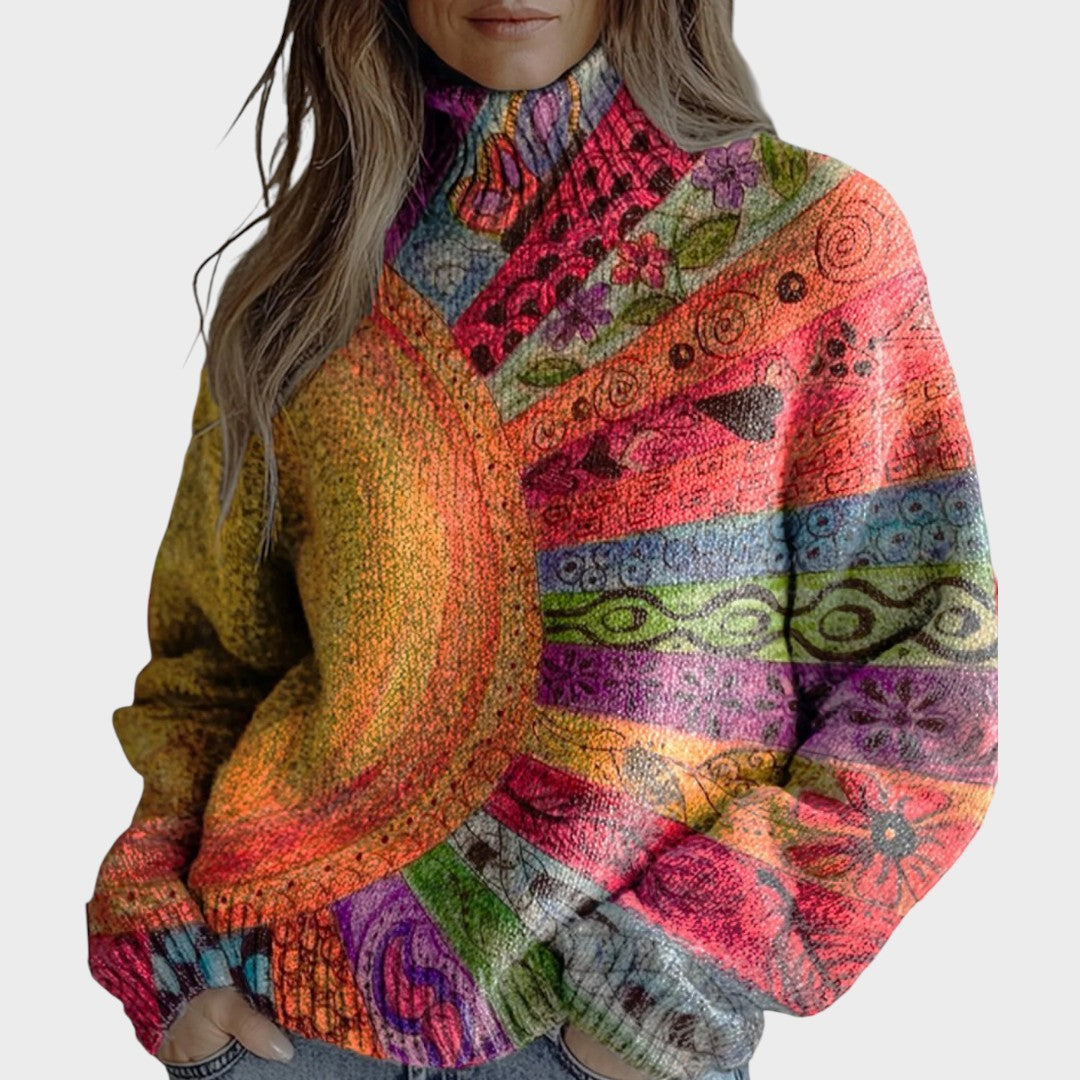 Roberta Art Knit Turtleneck Sweater