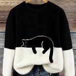 Women's Soft Cat Graphic Sweater in Black