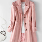 Women's Tailored Button-Front Trench Coat in Pink