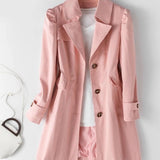 Women's Tailored Button-Front Trench Coat in Pink