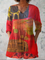Lucie Long Blouse with V-Neck in Red