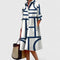 Charlene Sophisticated Midi Dress in White - Blue