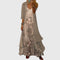 Women's Elegant Maxi Dress Two-Piece Set in Beige