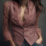 Noémie | Black Blazer Top with Semi-Transparent Sleeves