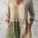 Camille Long Blouse with V-Neck in Multicolor