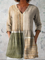 Camille Long Blouse with V-Neck in Multicolor