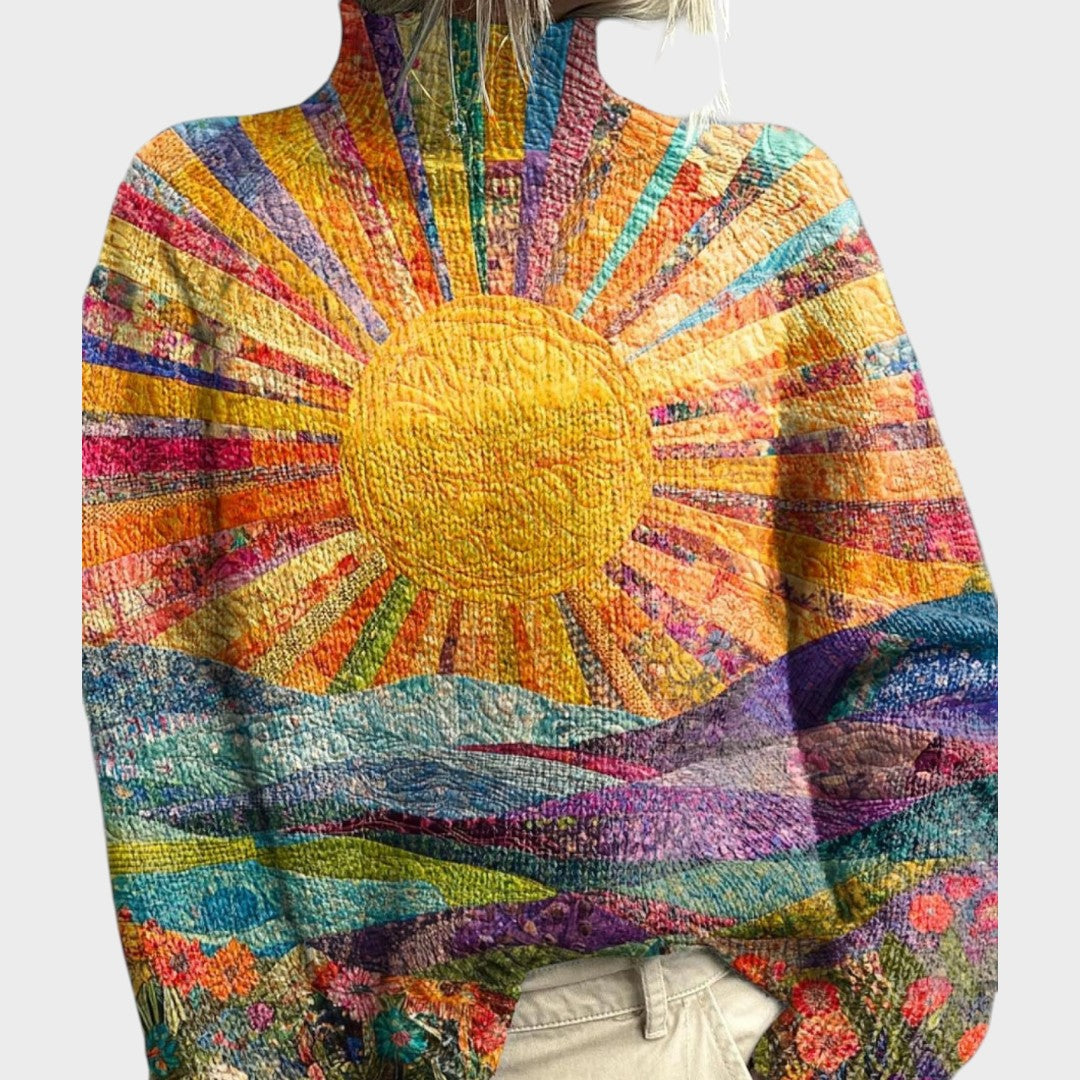 Bonnie Artistic Print Turtleneck Sweater