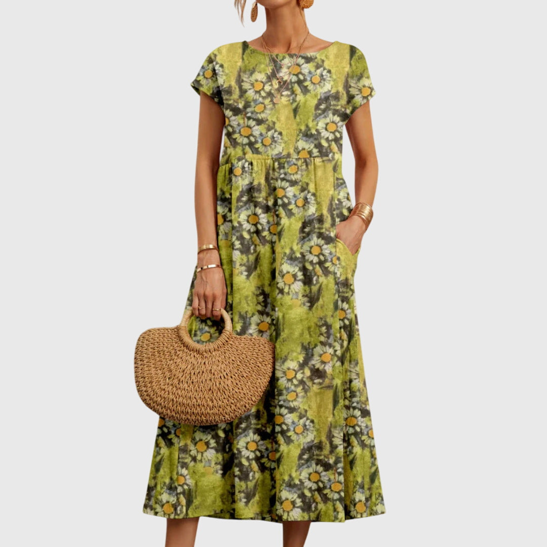 Women's Chic Floral Dress in Yellow
