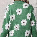 Women's Floral Cable-Knit Quarter-Zip Sweater, photo 4