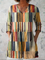 Chloe Long Blouse with V-Neck in Multicolor