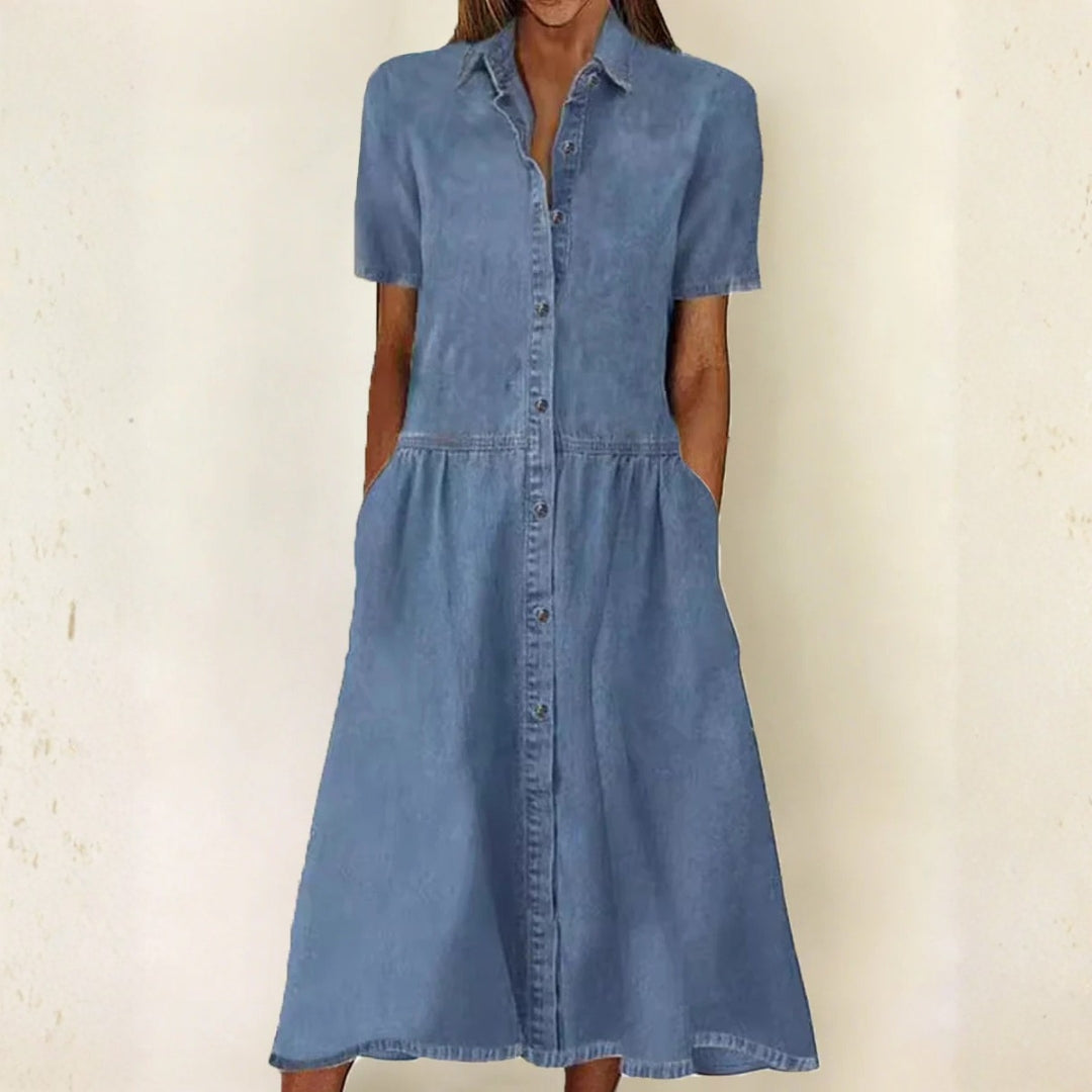 Women's Short-Sleeve Denim Dress