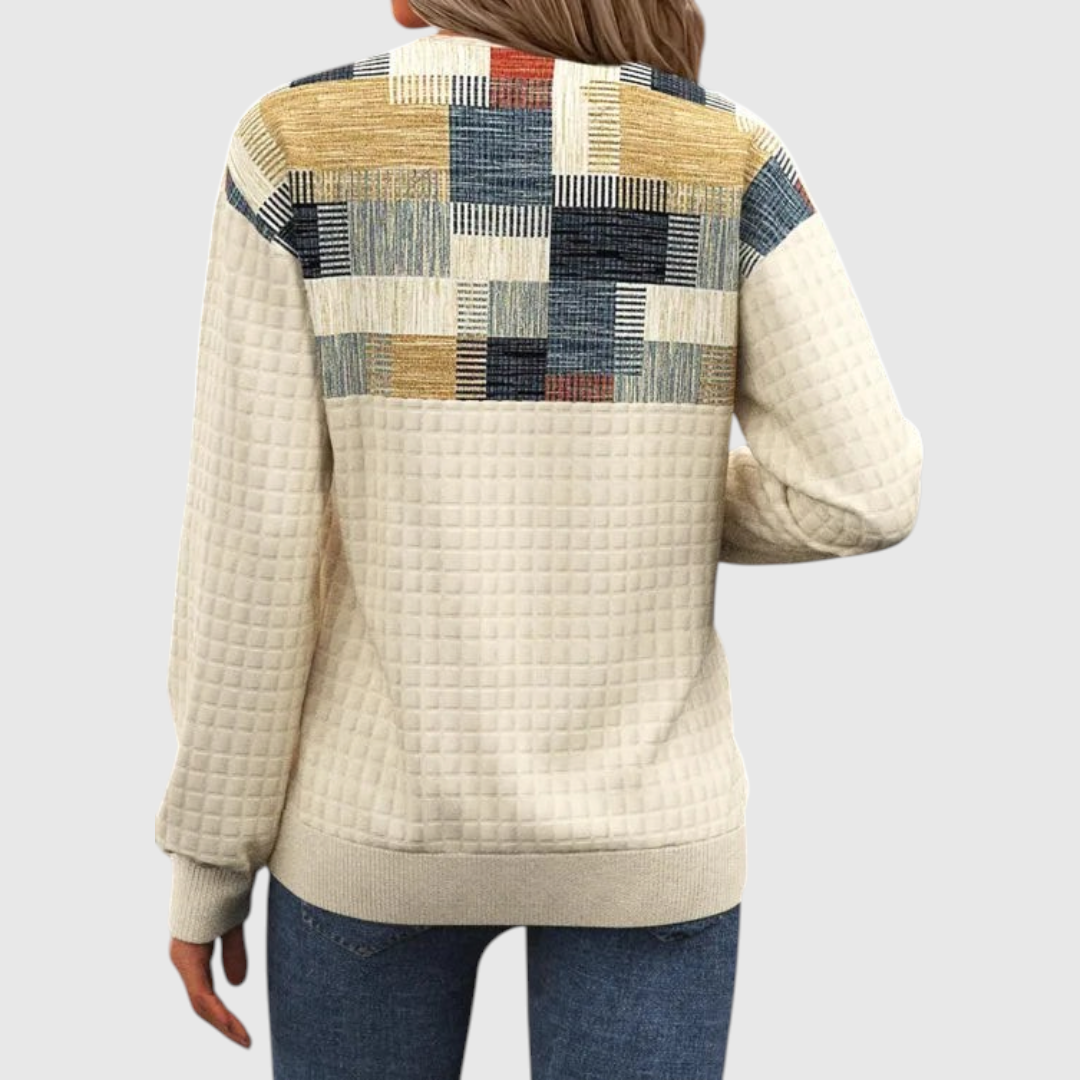 Women's Button-Embellished Patchwork Knit, photo 2