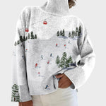Bernadette Artistic Print Turtleneck Sweater