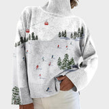 Bernadette Artistic Print Turtleneck Sweater