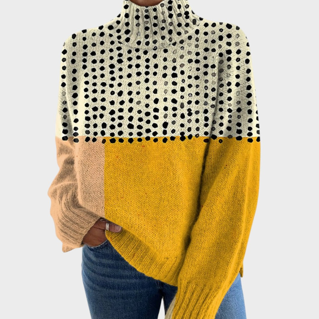 Estelle Artistic Print Turtleneck Sweater
