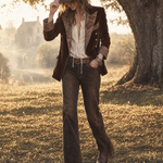 Rosalie | Brown Floral Double-Breasted Blazer