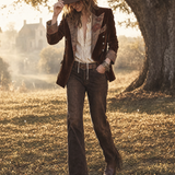 Rosalie | Brown Floral Double-Breasted Blazer