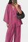 V-Neck Top with Straight-Leg Pants Set in Pink