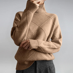 Women's Luxurious Cashmere Mock-Neck Sweater in Brown