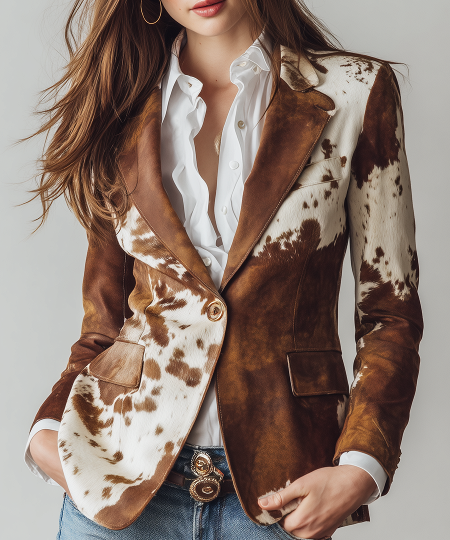 Agathe | Vintage Printed Cow Blazer Eco-Friendly