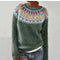 Women's Nordic-Pattern Cable-Knit Sweater in Gray/Floral