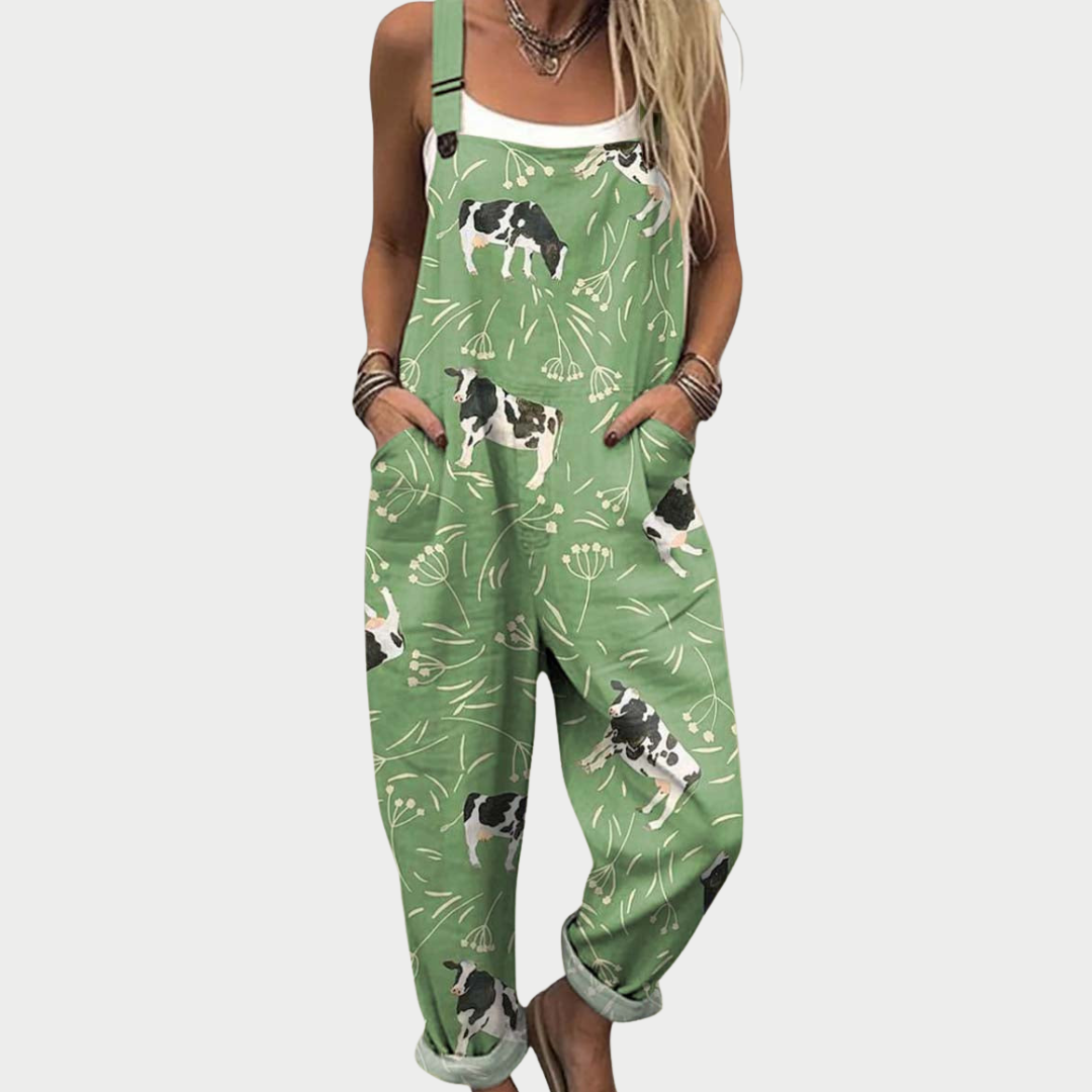 Savannah Comfortable printed jumpsuit in Green