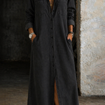 Women's Button-Front Denim Dress in Black