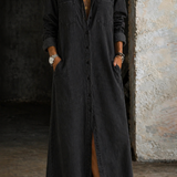 Women's Button-Front Denim Dress in Black