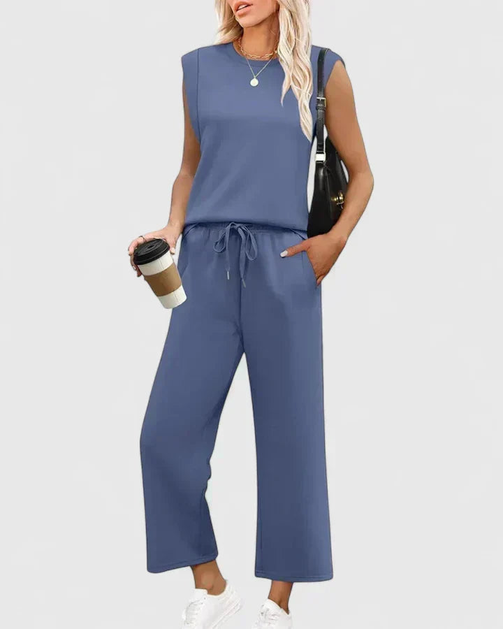 Olyzette Comfortable Two-Piece Set in Blue